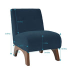Fauteuil d'appoint sans accoudoirs en velours côtelé avec pieds en bois massif et assise rembourrée