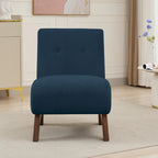 Fauteuil d'appoint sans accoudoirs en velours côtelé avec pieds en bois massif et assise rembourrée