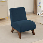 Fauteuil d'appoint sans accoudoirs en velours côtelé avec pieds en bois massif et assise rembourrée