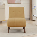 Fauteuil d'appoint sans accoudoirs en velours côtelé avec pieds en bois massif et assise rembourrée