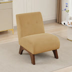 Fauteuil d'appoint sans accoudoirs en velours côtelé avec pieds en bois massif et assise rembourrée