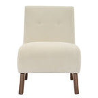 Fauteuil d'appoint sans accoudoirs en velours côtelé avec pieds en bois massif et assise rembourrée
