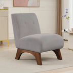 Fauteuil d'appoint sans accoudoirs en velours côtelé avec pieds en bois massif et assise rembourrée