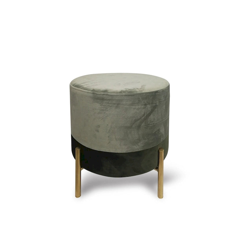 Tabouret rond en velours avec pieds en métal Ottoman