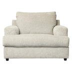 Fauteuil crapaud et demi en tissu avec coussin d'assise en T, gris clair