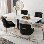 Lot de 4 chaises de salle à manger sans accoudoirs en velours, style moderne et glamour