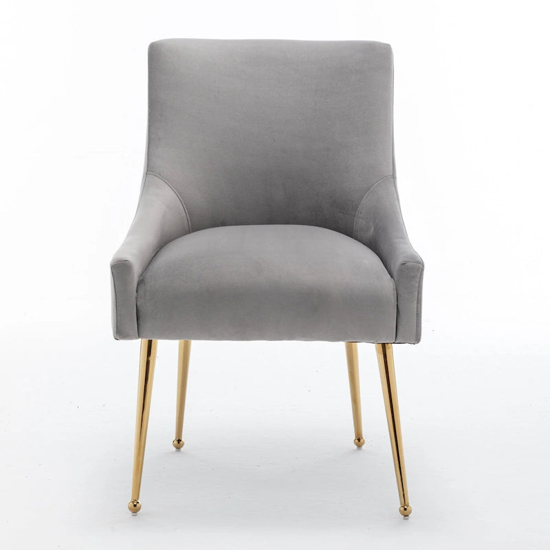 Lot de 4 chaises de salle à manger sans accoudoirs en velours, style moderne et glamour