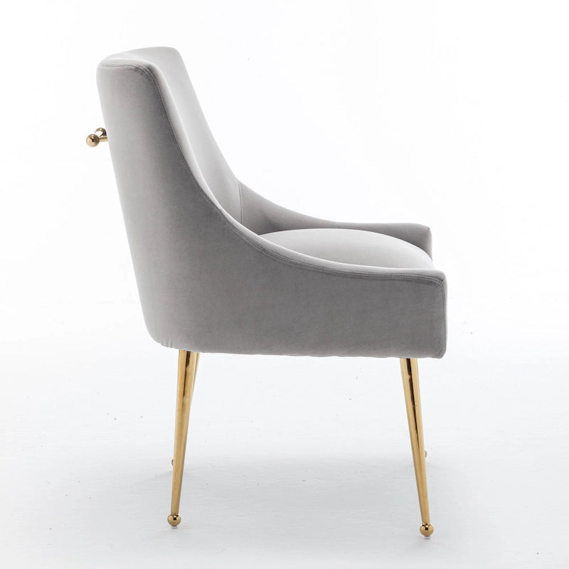 Lot de 4 chaises de salle à manger sans accoudoirs en velours, style moderne et glamour