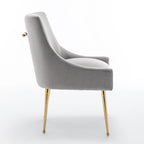 Lot de 4 chaises de salle à manger sans accoudoirs en velours, style moderne et glamour