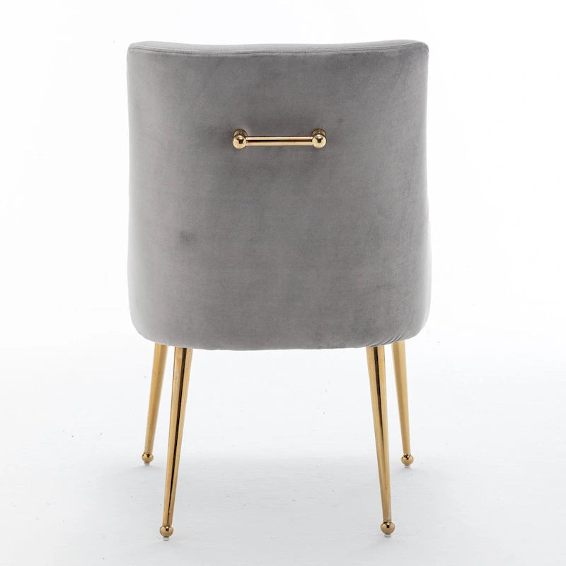 Lot de 4 chaises de salle à manger sans accoudoirs en velours, style moderne et glamour