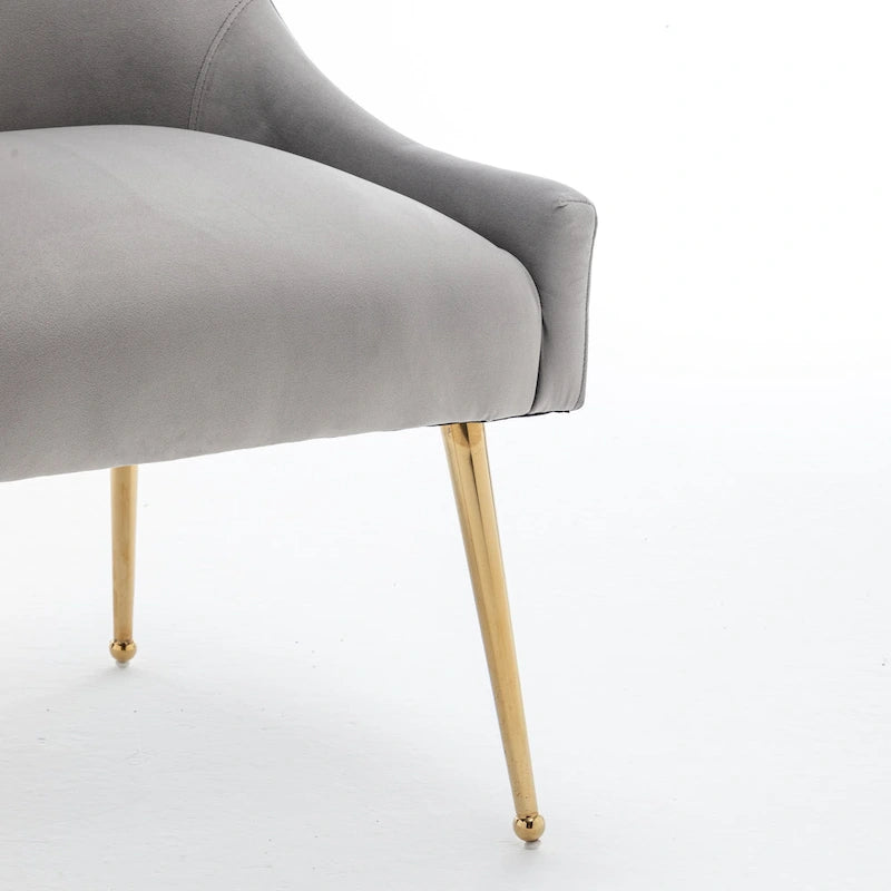 Lot de 4 chaises de salle à manger sans accoudoirs en velours, style moderne et glamour