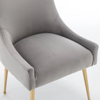 Lot de 4 chaises de salle à manger sans accoudoirs en velours, style moderne et glamour