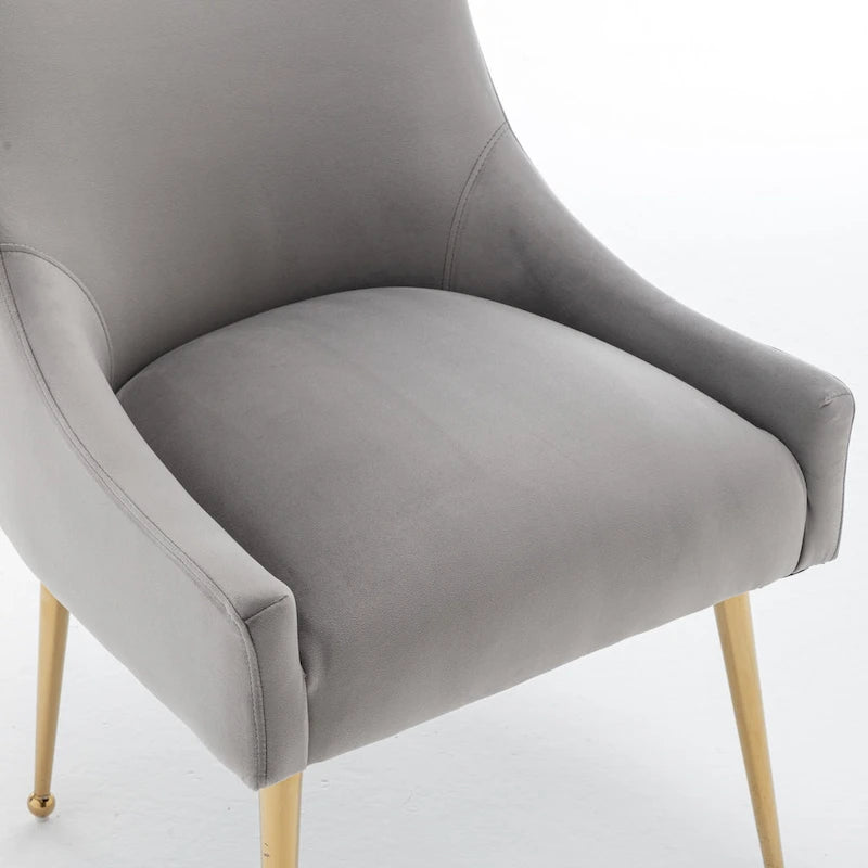 Lot de 4 chaises de salle à manger sans accoudoirs en velours, style moderne et glamour