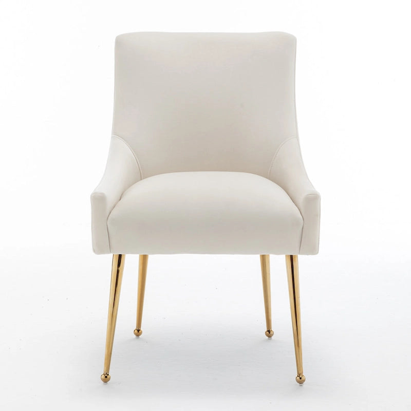 Lot de 4 chaises de salle à manger sans accoudoirs en velours, style moderne et glamour