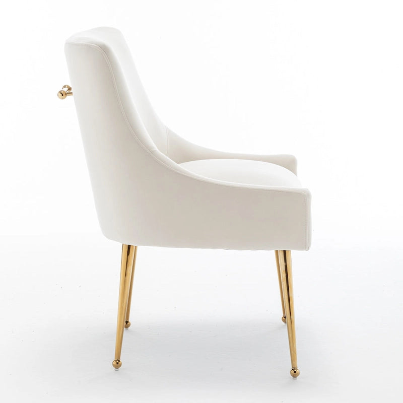 Lot de 4 chaises de salle à manger sans accoudoirs en velours, style moderne et glamour