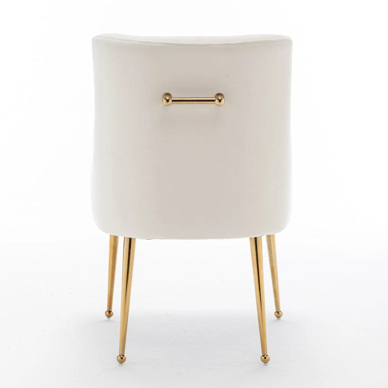 Lot de 4 chaises de salle à manger sans accoudoirs en velours, style moderne et glamour
