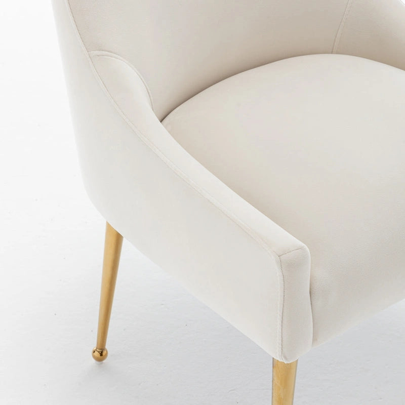 Lot de 4 chaises de salle à manger sans accoudoirs en velours, style moderne et glamour