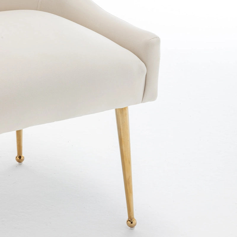 Lot de 4 chaises de salle à manger sans accoudoirs en velours, style moderne et glamour