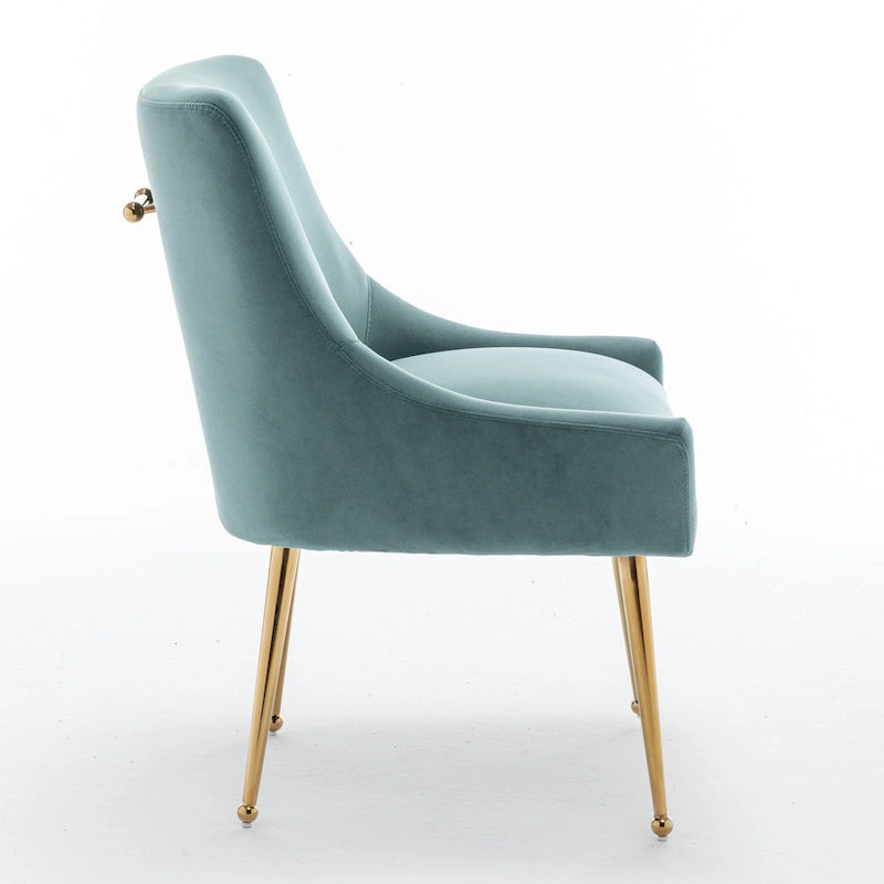 Lot de 4 chaises de salle à manger sans accoudoirs en velours, style moderne et glamour