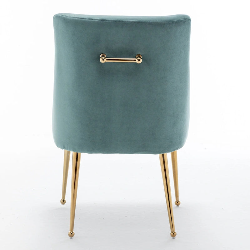 Lot de 4 chaises de salle à manger sans accoudoirs en velours, style moderne et glamour
