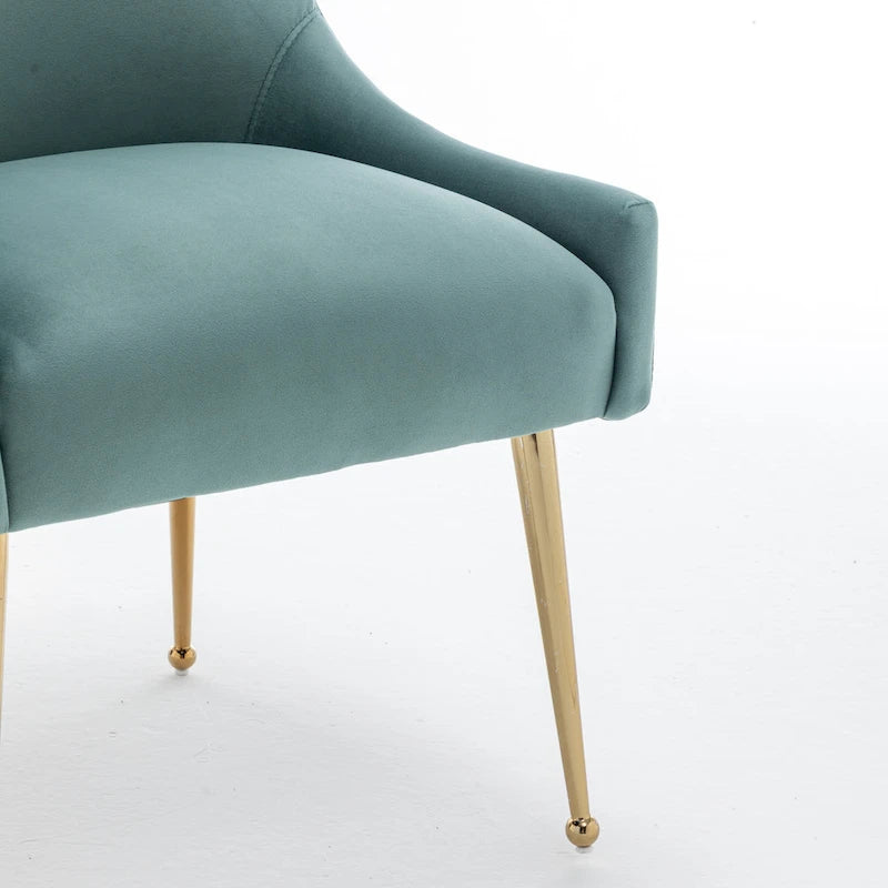 Lot de 4 chaises de salle à manger sans accoudoirs en velours, style moderne et glamour