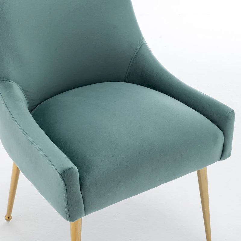 Lot de 4 chaises de salle à manger sans accoudoirs en velours, style moderne et glamour