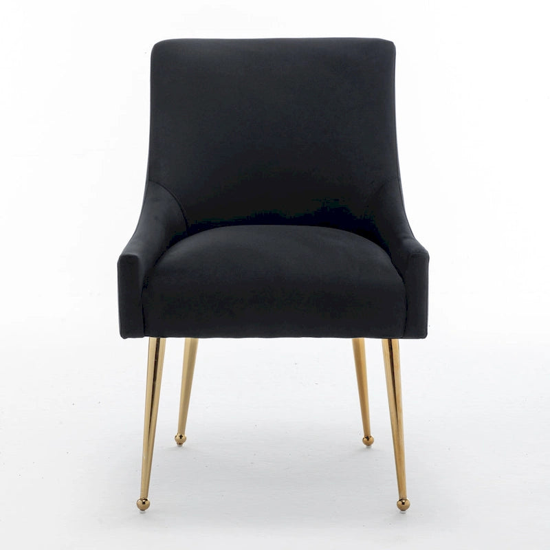 Lot de 4 chaises de salle à manger sans accoudoirs en velours, style moderne et glamour