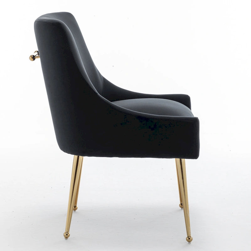 Lot de 4 chaises de salle à manger sans accoudoirs en velours, style moderne et glamour