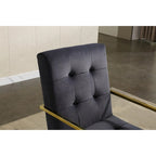 Chaise de salle à manger moderne en velours avec accoudoirs, lot de 1, design capitonné et base en acier inoxydable doré