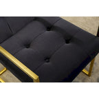Chaise de salle à manger moderne en velours avec accoudoirs, lot de 1, design capitonné et base en acier inoxydable doré