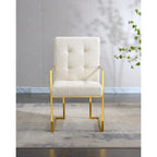 Chaise de salle à manger moderne en velours avec accoudoirs, lot de 1, design capitonné et base en acier inoxydable doré