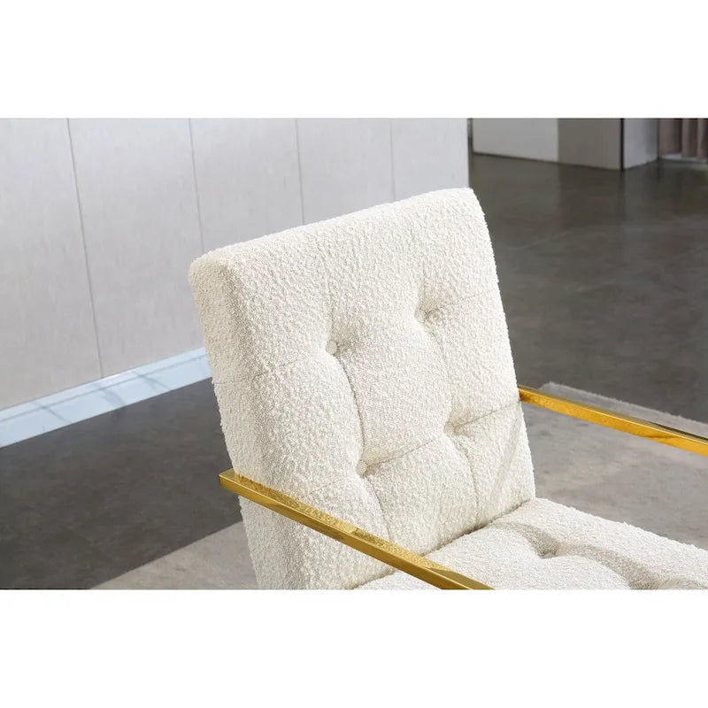 Chaise de salle à manger moderne en velours avec accoudoirs, lot de 1, design capitonné et base en acier inoxydable doré