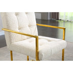 Chaise de salle à manger moderne en velours avec accoudoirs, lot de 1, design capitonné et base en acier inoxydable doré
