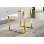 Chaise de salle à manger moderne en velours avec accoudoirs, lot de 1, design capitonné et base en acier inoxydable doré
