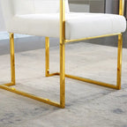 Chaise de salle à manger moderne en velours avec accoudoirs, lot de 1, design capitonné et base en acier inoxydable doré