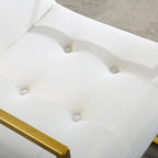 Chaise de salle à manger moderne en velours avec accoudoirs, lot de 1, design capitonné et base en acier inoxydable doré