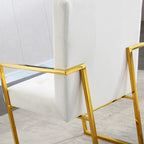 Chaise de salle à manger moderne en velours avec accoudoirs, lot de 1, design capitonné et base en acier inoxydable doré