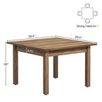 Table de conférence carrée de 100 cm avec pieds en bois massif pour salle de réunion