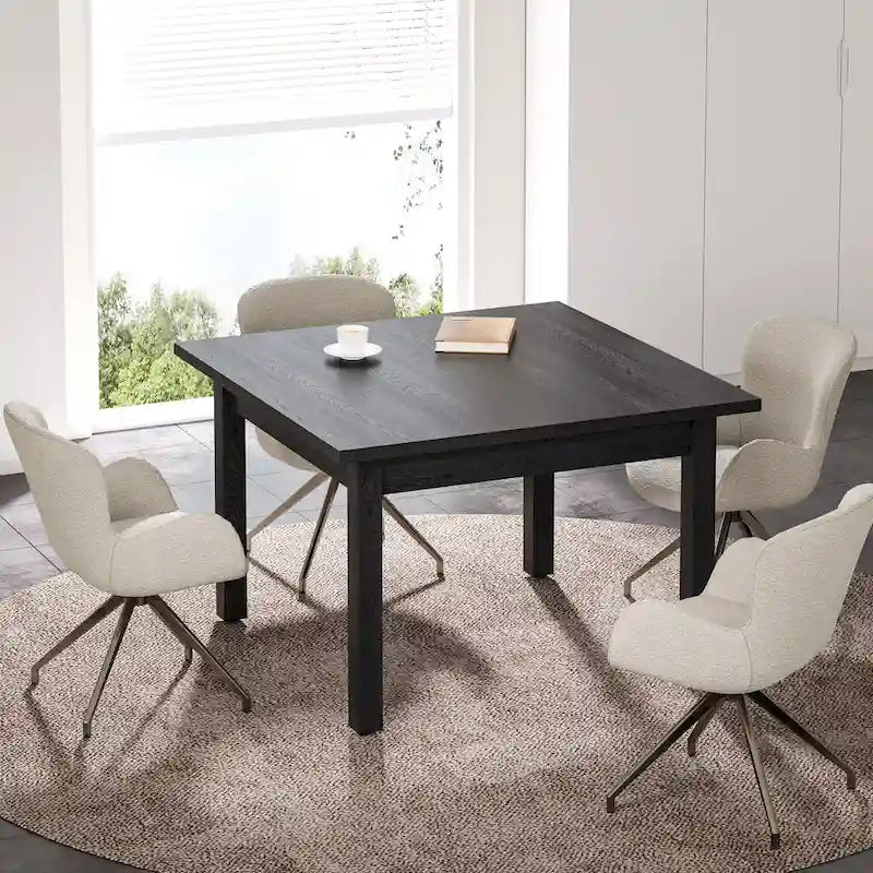 Table de conférence carrée de 100 cm avec pieds en bois massif pour salle de réunion