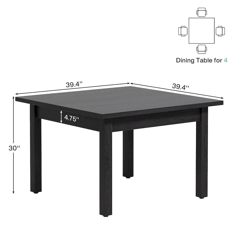 Table de conférence carrée de 100 cm avec pieds en bois massif pour salle de réunion