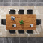 Table de conférence carrée de 100 cm avec pieds en bois massif pour salle de réunion