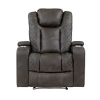 Fauteuil inclinable électrique Mia 40 pouces, similicuir gris, LED, USB, porte-gobelets