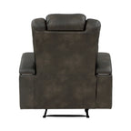 Fauteuil inclinable électrique Mia 40 pouces, similicuir gris, LED, USB, porte-gobelets