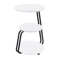 Table d'appoint de 66 cm, 3 niveaux, cadre en métal noir, finition blanche