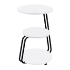 Table d'appoint de 66 cm, 3 niveaux, cadre en métal noir, finition blanche