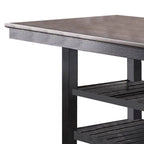 Table hauteur comptoir avec 2 étagères ouvertes, brun foncé