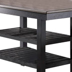 Table hauteur comptoir avec 2 étagères ouvertes, brun foncé