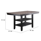 Table hauteur comptoir avec 2 étagères ouvertes, brun foncé