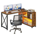 Bureau d'angle réversible en L de 55" avec étagères de rangement, bureau informatique de jeu