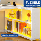 Bureau d'angle réversible en L de 55" avec étagères de rangement, bureau informatique de jeu